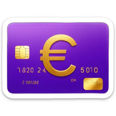 Purple Credit card with huge golden euro sign sticker