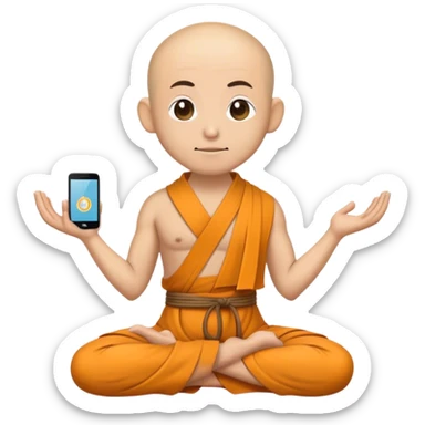  Phone wearing a monk robe in yoga position sticker