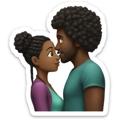 Black Guy with Afro kissing black girl with braids  sticker