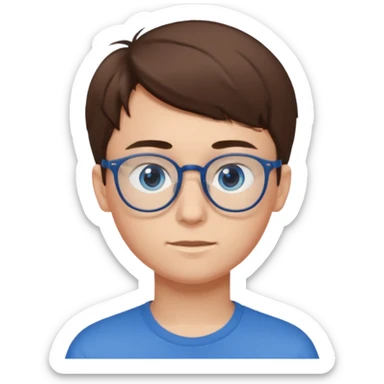 adolescent garçon taille moyenne corpulence maigre cheveux chatain court yeux bleus lunettes sticker