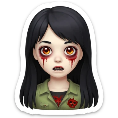 girl zombie long hair side bang ios memoji sticker