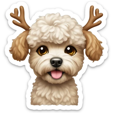 Maltipoo dog with reindeer antlers  sticker