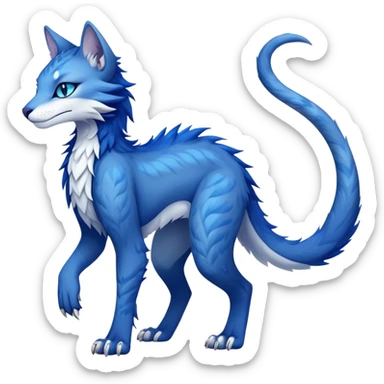 Kawaii dark edgy fantasy ethereal feline-vernid-sergal-fursona animal creature with a tufted tail full body with intricate markings  sticker