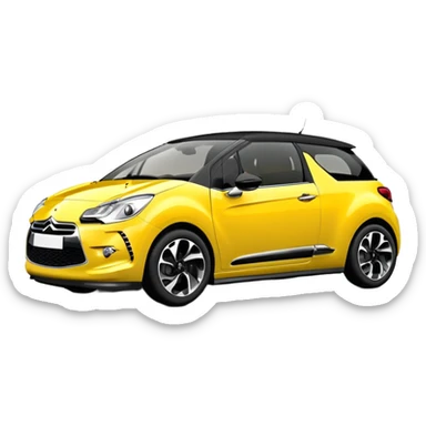 Yellow car Citroen DS3 with black roof like from car catalog  front left side sticker