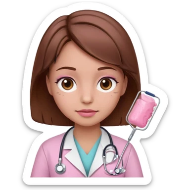 doctor, pink, she, cute, hair brown, eyes brown, scrub baby pink sticker