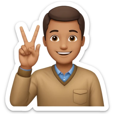 memoji face iphone: men, a solo hiker with happy face and a piece handsign sticker
