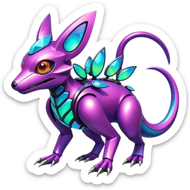  exotic tropical iridescent cyber-Protogen-Fakémon-Pokémon-Vernid-creature sticker