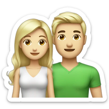 Un couple mignon composé d’un homme aux cheveux noir asiatique et d’une femme au cheuveux blond et au yeux vert sticker