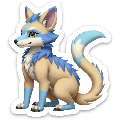 smooth soft pastel modern anthro furry vernid-trico-Protogen-Primagen-WereGarurumon-hybrid fursona by Falvie, LiLaiRa, AngieWolf sticker