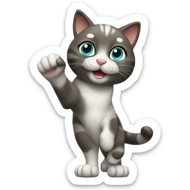 Cat with paw waving sticker