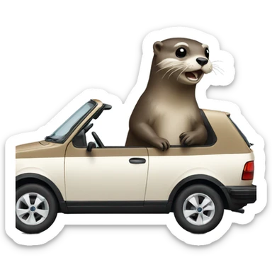 Otter driving volkswagen golf sticker