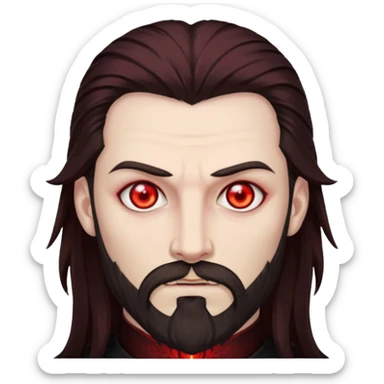 Evil, shadowie Male lord with Red glowing eyes and Long darkBrown Hair and chin beard sticker