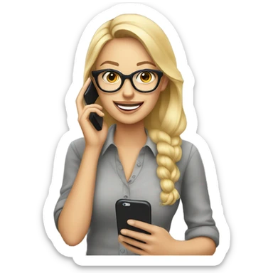 Beautiful Blonde woman wearing glasses calling on cell phone sticker