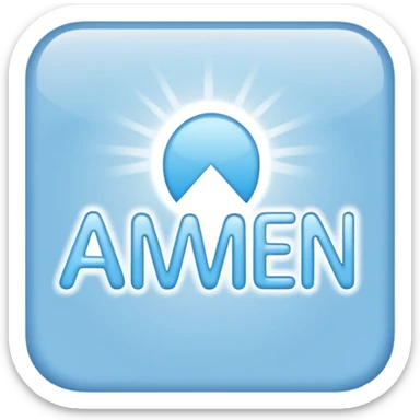 light blue word "AMEN" simple font in rectangle sticker