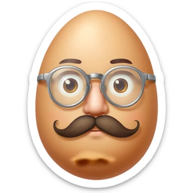 uovo con baffi e occhialino epoca sticker
