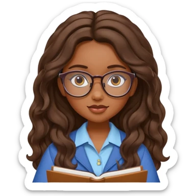 a pretty bratz brown girl with long wavy hair studying sticker