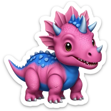 Triceratops cute pink kawei in love with Blue t-Rex  sticker