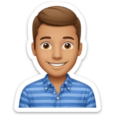 Man with blue Striped Shirt not a t shirt sticker