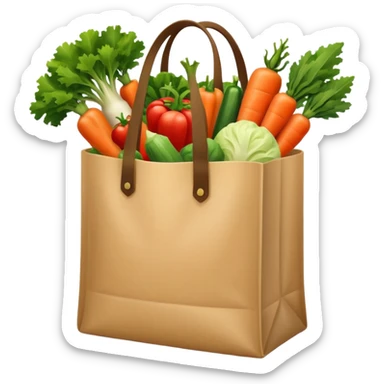 groceries in a bag with vegetables sticker