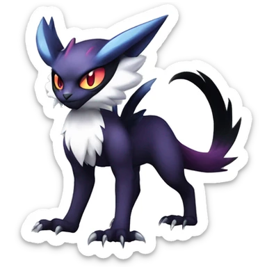 Edgy Cool Kawaii Litten-Noivern-Noibat-Absol-Pokémon Full Body sticker