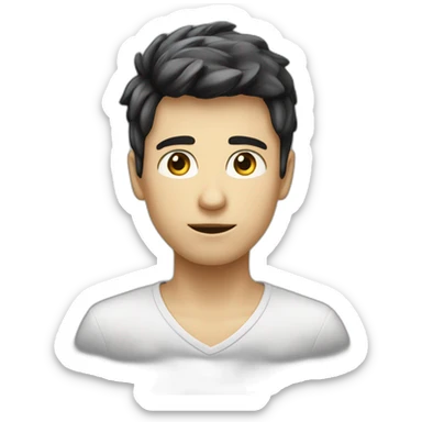 Un garçon un pas trop blanc au cheveux noir et au yeux sombre uq sticker