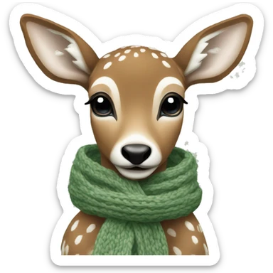 fawn with a Sage green nordic pattern knitted scarf sticker
