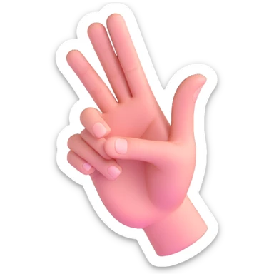 WhatsApp emoji style hand, palm facing forward, pinky finger raised and pointing, other fingers curled, 3D emoji style sticker