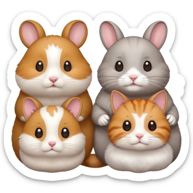 A hamster had three friends, the cat and rabbit they are from Chiikawa sticker