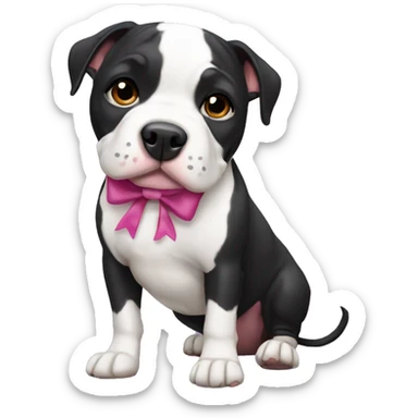 Black and White pitbull with bow sticker