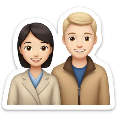 Asian girl and white boy couple sticker