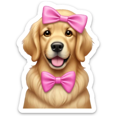 Golden retriever with a pink bow sticker