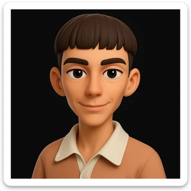 Make the image in 3d-emoji style with a thin and confident face sticker