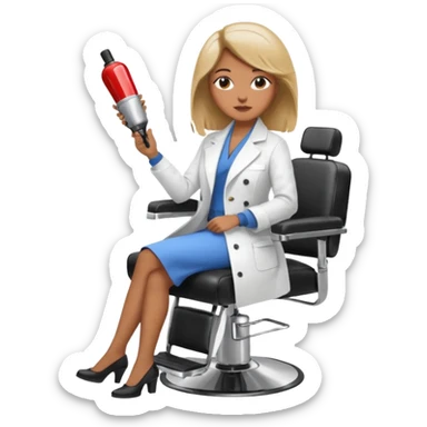 woman hairdresser chair sticker