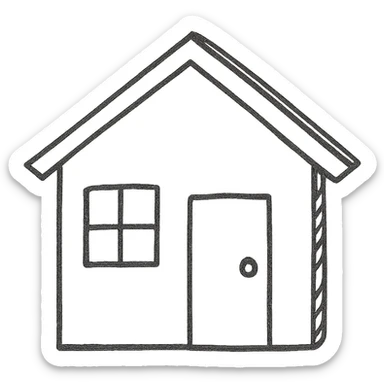house, sketchy and minimal, hand drawn outlined icon style sticker