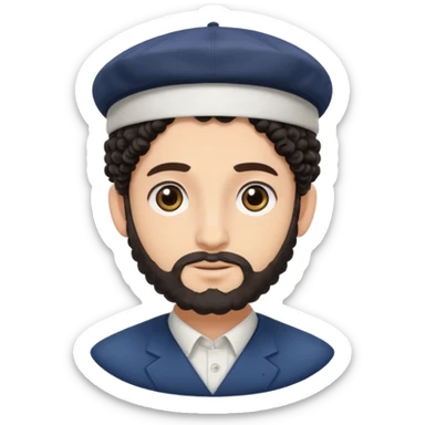Jewish man with a kippot on his head and curls sticker