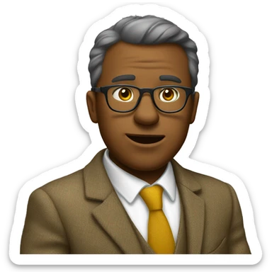 Brown bear university professor wearing tweed suit and clear yellow plastic thick-rimmed glasses sticker