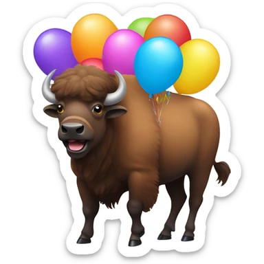 Bison celebrating with balloons sticker