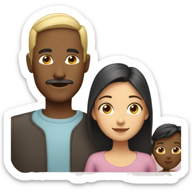 father with dark hair and mother with blond hair and two children sticker