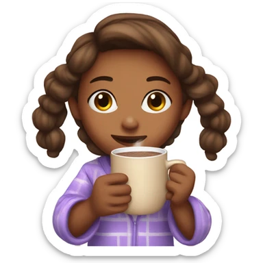 girl in pjs with hot chocolate  sticker