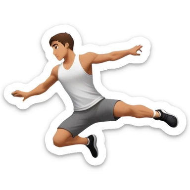 A person performing a parkour move, leaping between buildings or scaling a wall with agility and precision. The scene captures dynamic motion, showcasing strength, flexibility, and the thrill of urban acrobatics against an urban cityscape backdrop. sticker