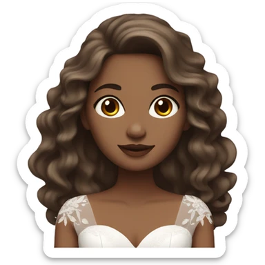 bride with brown long wavy hair, brown eyes sticker