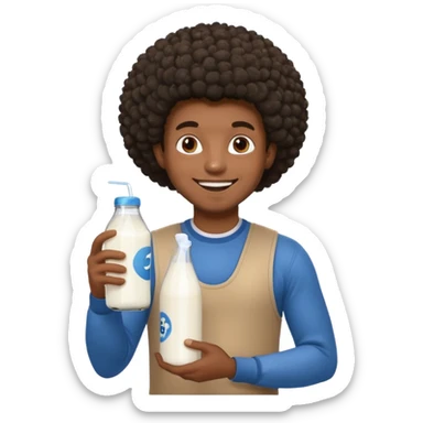 Make a black guy with Afro getting milk from store sticker