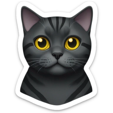 british shorthair cat in the Color black with black smoke stripes with yellow eyes sticker