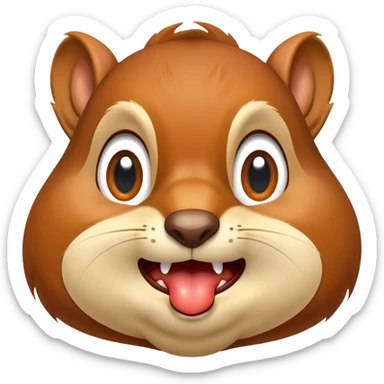Close-up of squirrel face with exaggerated drool dripping from mouth, very hungry expression, saliva clearly visible sticker