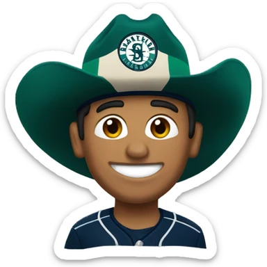 Mexican wearing a Seattle mariners hat  sticker