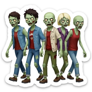Make a croud of people that was dead on the floor standing up sticker