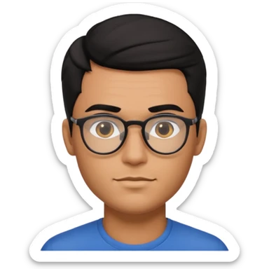 make a guy from portugal that has glasses and has a good jawline and a little masculine and black hair that spreads to the sides and make him gloss sticker