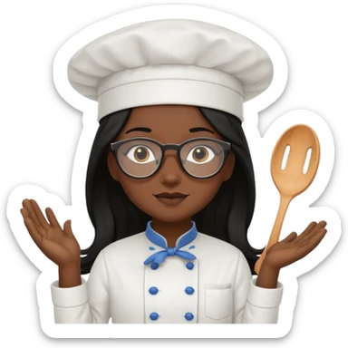 Profesora de pastelería morena con gafas y pelo negro largo sticker