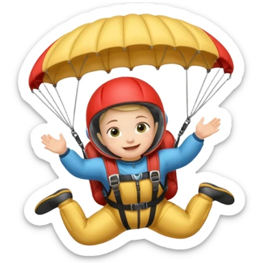 Skydiving baby with parachute and UFO sticker