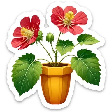 Hyperrealistic, detailed, colorful, isolated Abutilon in full bloom, 4k hd professional quailty, 300 dpi, 2800x2800 pixels, no emoji icons, no emoji faces, still life sticker